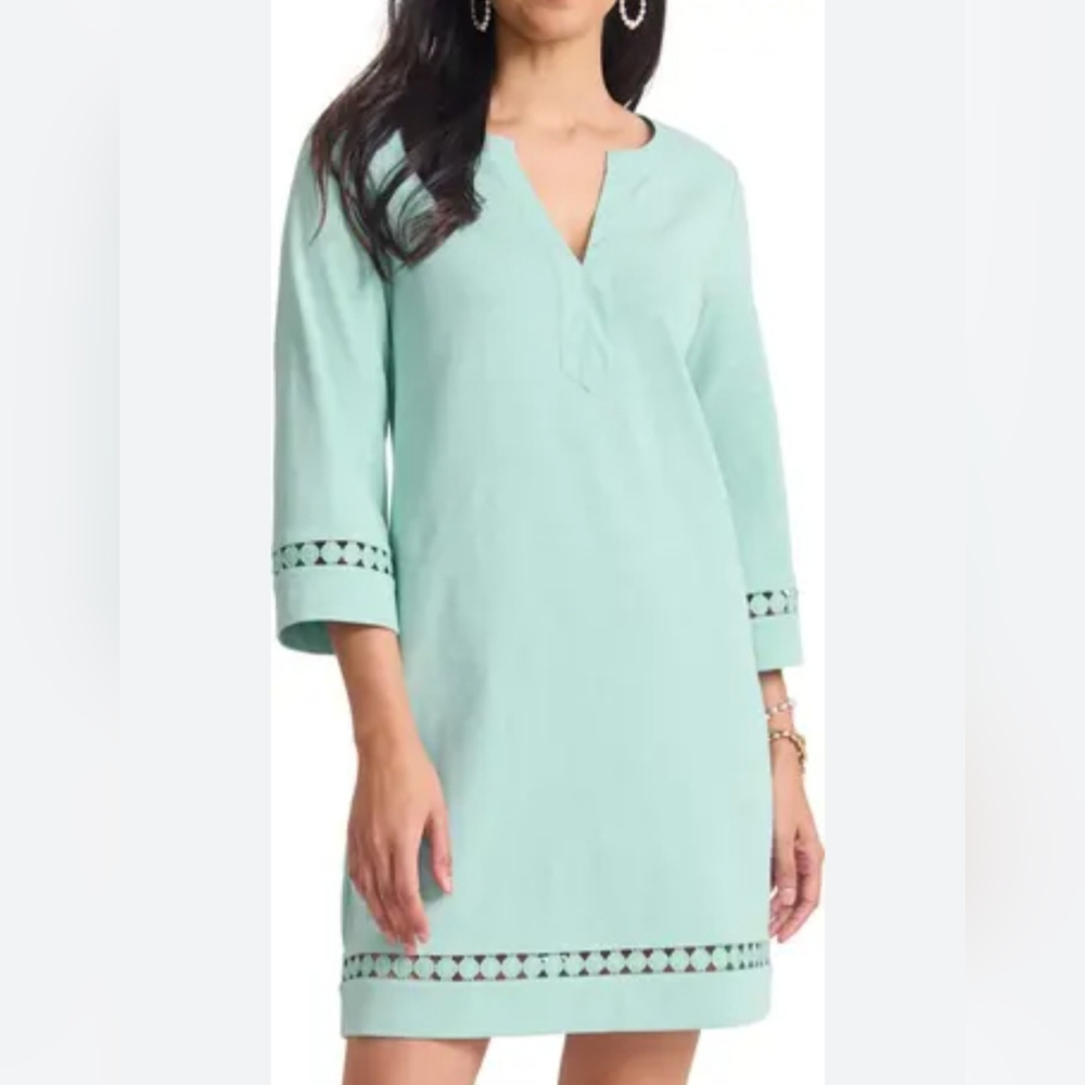 Tommy Bahama Sunset Harbor Long Sleeve Shift Dress  Canal Blue Size XS - Picture 3 of 7